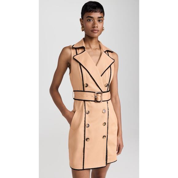 $475 L'agence hale trench mini dress Soft Camel 100% Cotton Size 6 - Picture 7 of 12